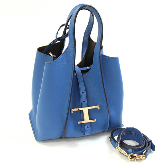 TOD'S Blue Leather Shoulder Bag - Picture 1 of 10